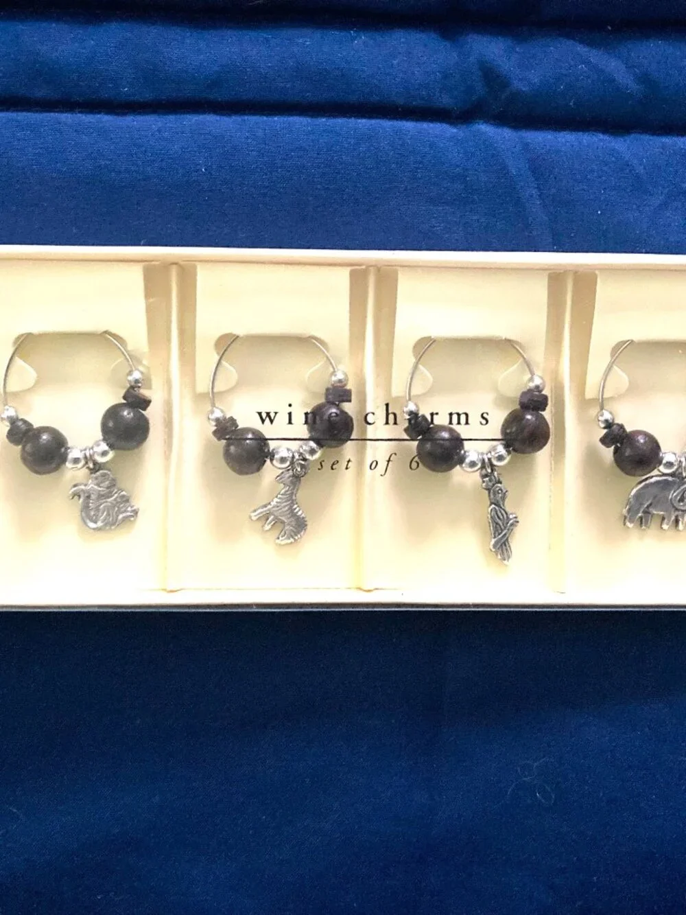 Pier 1 One Imports Wine Bottle Animal Charms With Bead 6pc NEW Jungle Animals